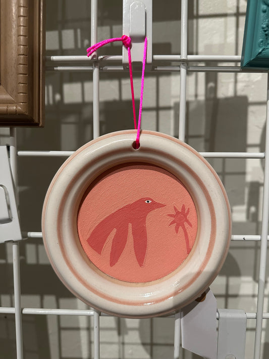 Pink Bird in ceramic frame