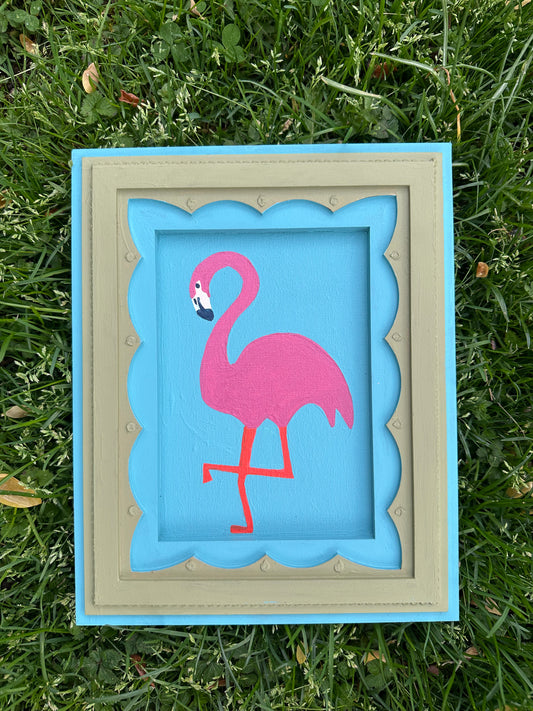 Flamingo on teal