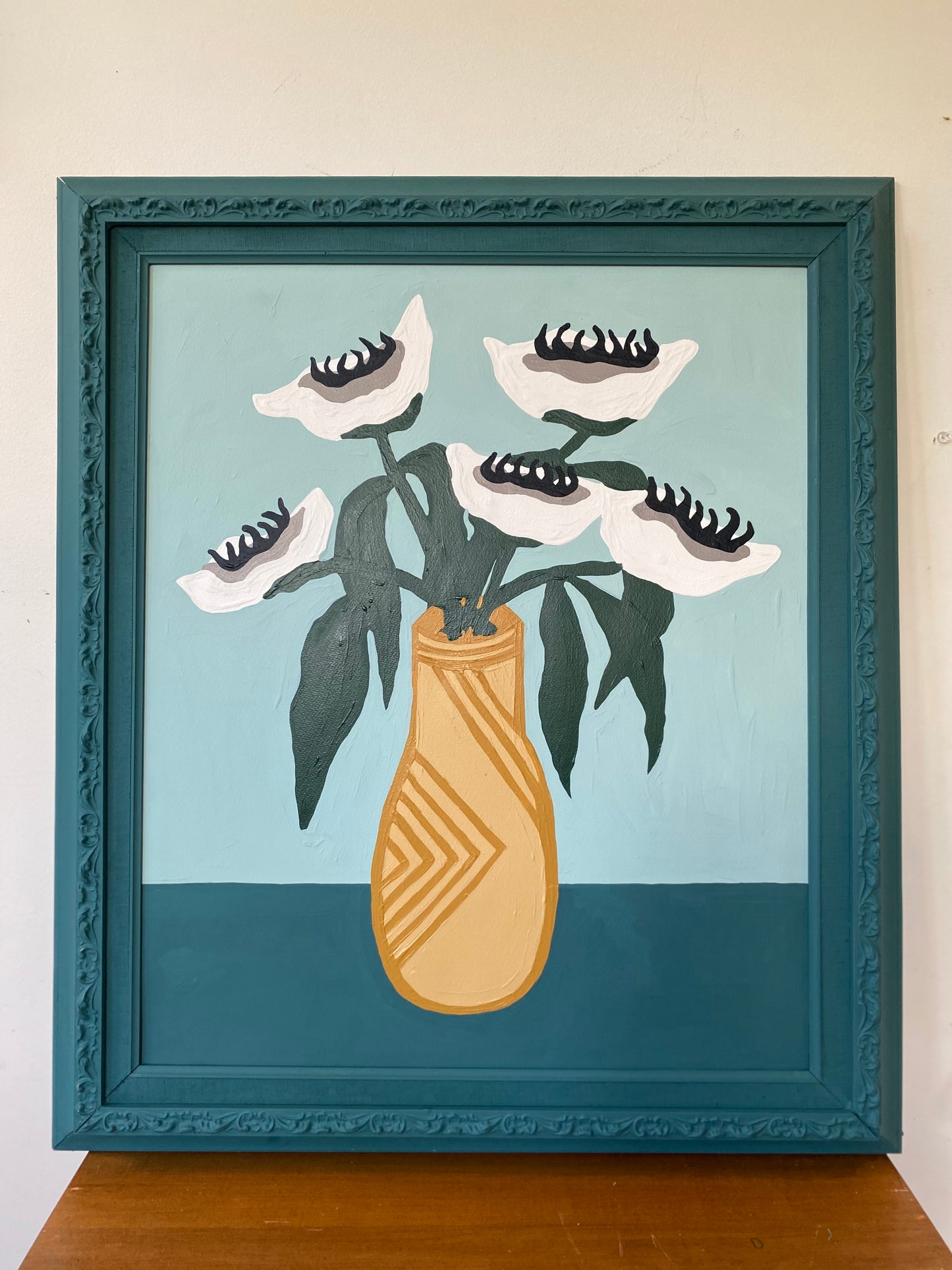 Anemones in Gold Vase