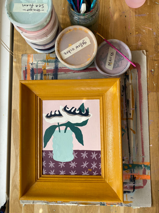 Two Anemones, Ochre Frame