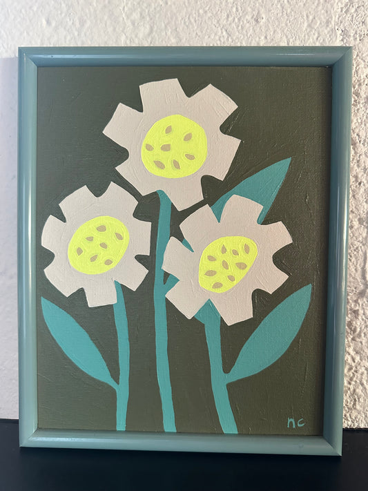 Neon Daisies in Acrylic Frame
